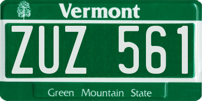 VT license plate ZUZ561