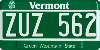 VT license plate ZUZ562