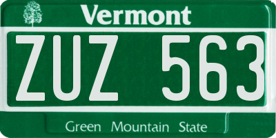 VT license plate ZUZ563