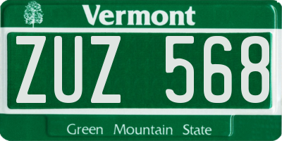 VT license plate ZUZ568
