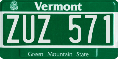VT license plate ZUZ571