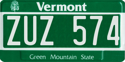 VT license plate ZUZ574