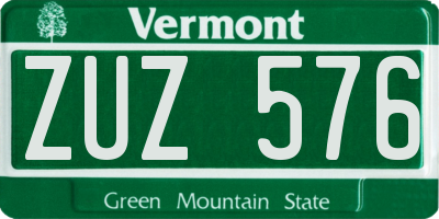 VT license plate ZUZ576