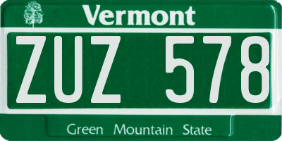 VT license plate ZUZ578