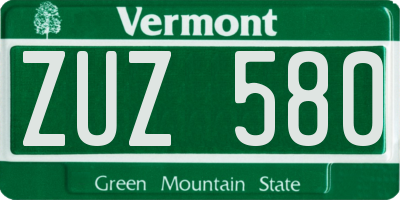 VT license plate ZUZ580