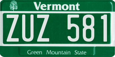 VT license plate ZUZ581