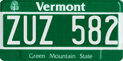 VT license plate ZUZ582