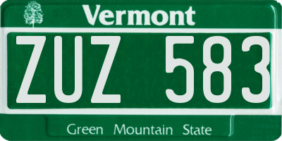 VT license plate ZUZ583