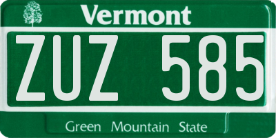 VT license plate ZUZ585