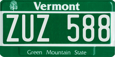 VT license plate ZUZ588