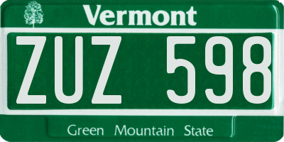 VT license plate ZUZ598