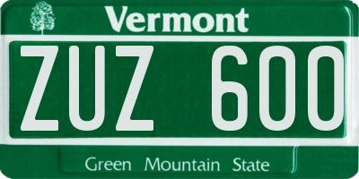 VT license plate ZUZ600