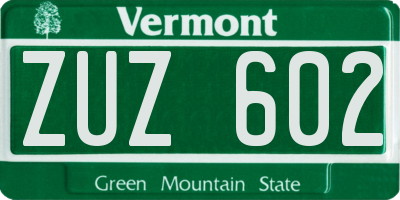 VT license plate ZUZ602