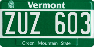 VT license plate ZUZ603