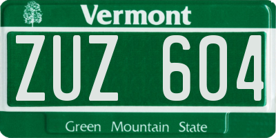 VT license plate ZUZ604