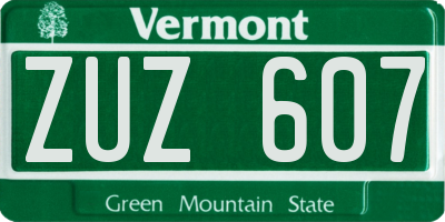 VT license plate ZUZ607