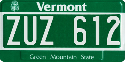 VT license plate ZUZ612