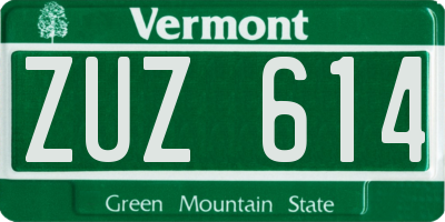 VT license plate ZUZ614