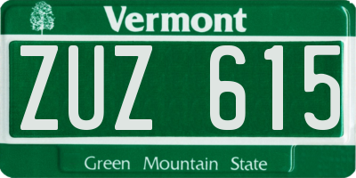 VT license plate ZUZ615