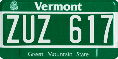 VT license plate ZUZ617