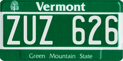 VT license plate ZUZ626