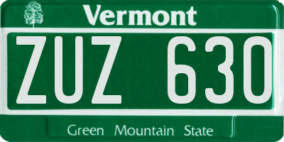 VT license plate ZUZ630