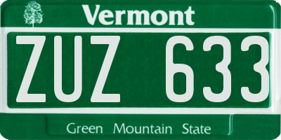 VT license plate ZUZ633