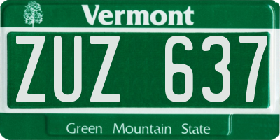 VT license plate ZUZ637