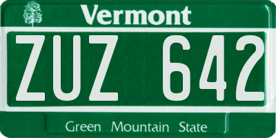 VT license plate ZUZ642