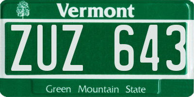 VT license plate ZUZ643