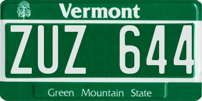 VT license plate ZUZ644