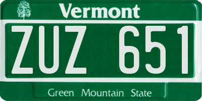 VT license plate ZUZ651