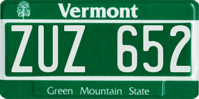 VT license plate ZUZ652