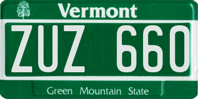 VT license plate ZUZ660