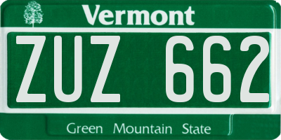 VT license plate ZUZ662
