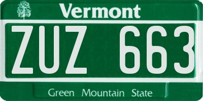 VT license plate ZUZ663