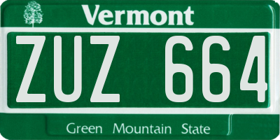 VT license plate ZUZ664