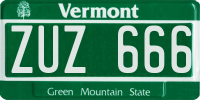 VT license plate ZUZ666