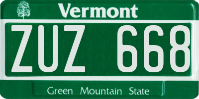 VT license plate ZUZ668