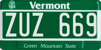 VT license plate ZUZ669