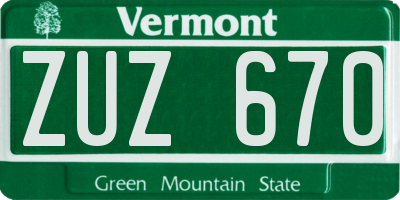 VT license plate ZUZ670
