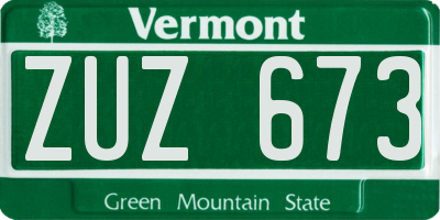 VT license plate ZUZ673