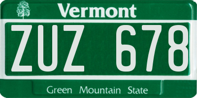 VT license plate ZUZ678