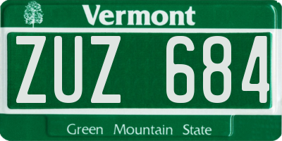 VT license plate ZUZ684