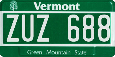 VT license plate ZUZ688