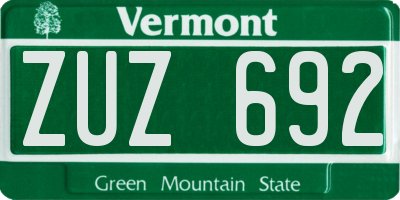 VT license plate ZUZ692