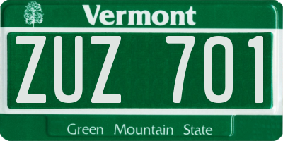 VT license plate ZUZ701