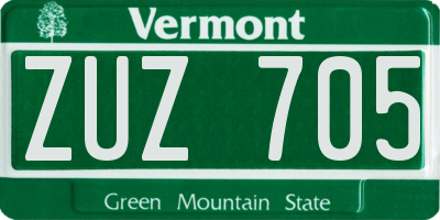 VT license plate ZUZ705