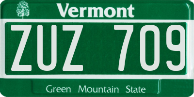 VT license plate ZUZ709