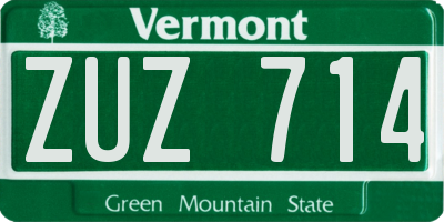 VT license plate ZUZ714